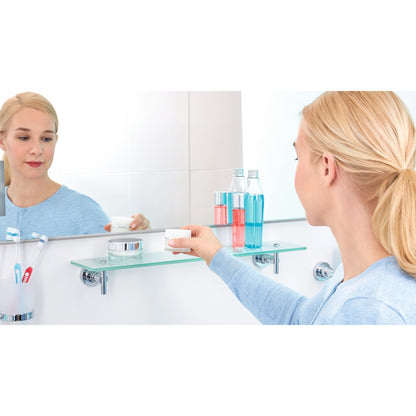 tesa Luup Glass Shelf, Chrome-Plated, Includes Adhesive Solution – Application