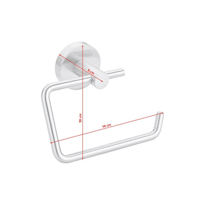 tesa MOON Toilet Paper Holder without Lid, Stainless Steel Finish, Includes Adhesive Solution – Dimensions