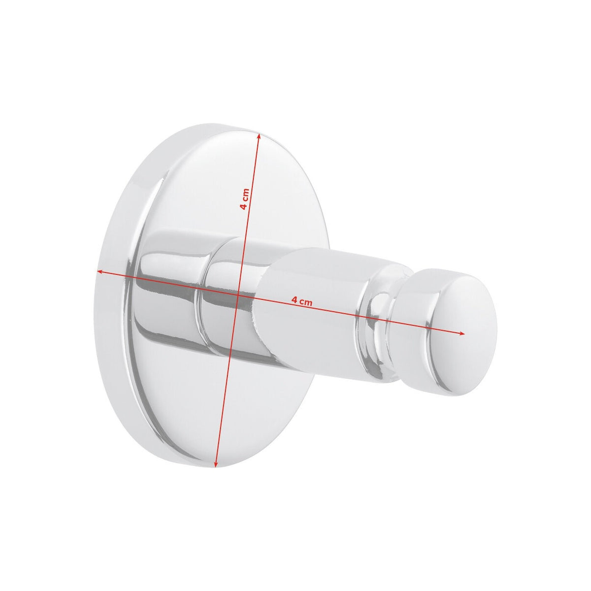 tesa SMOOZ Adhesive Hooks, Chrome-Plated, Round Design – Dimensions