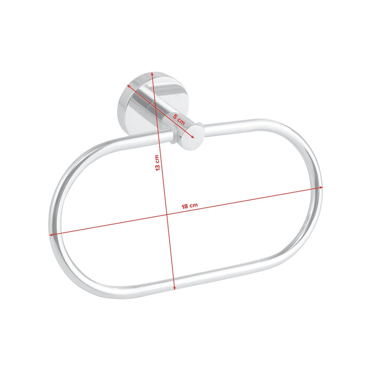 tesa SMOOZ Towel Ring, Chrome-Plated, Includes Adhesive Solution – Dimensions