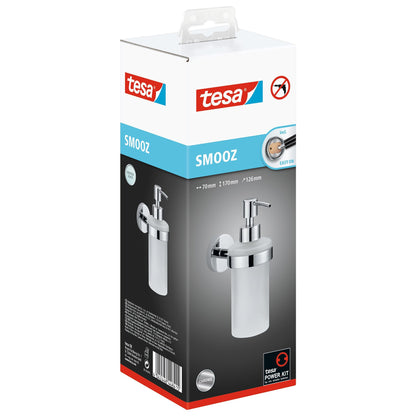 Juego de dispensadores de jabón tesa SMOOZ, cromado, con solución adhesiva incluida