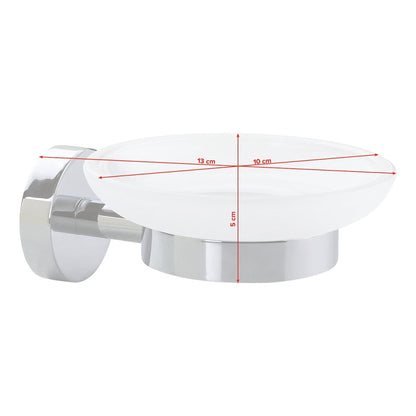 Portajabón tesa SMOOZ, cromado, cristal satinado, solución adhesiva – Dimensiones