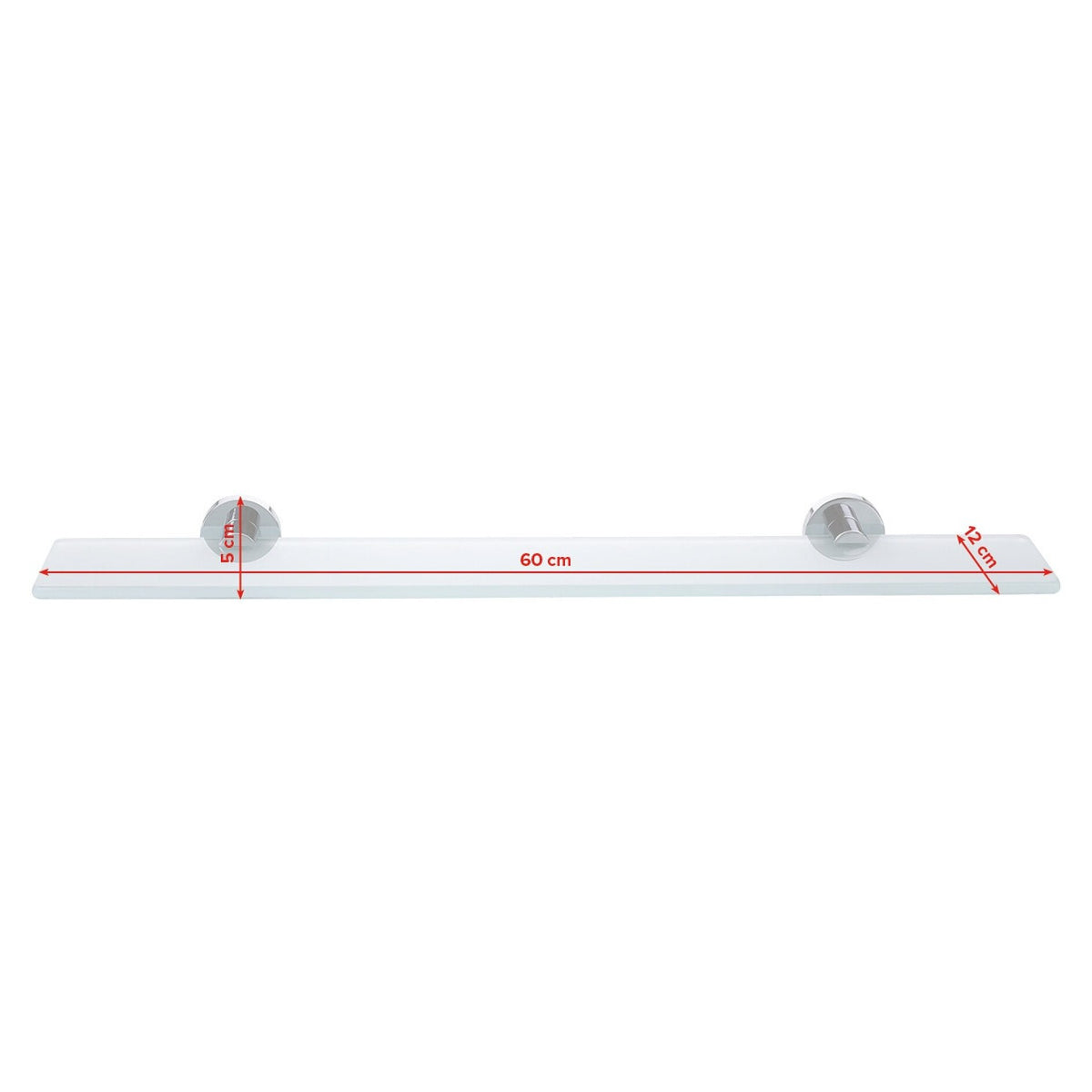 Soporte para cristal tesa SMOOZ, cromado, cristal satinado, solución adhesiva – Dimensiones