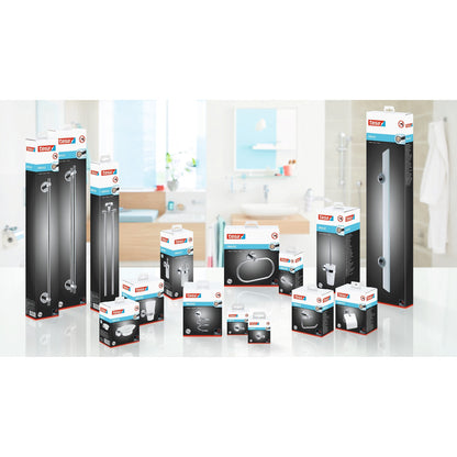 Soporte para vasos tesa SMOOZ, cromado, cristal satinado, solución adhesiva – Gama de productos