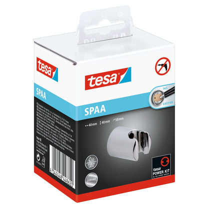 tesa SPAA Showerhead Holder, Chrome-Plated, Includes Adhesive Solution