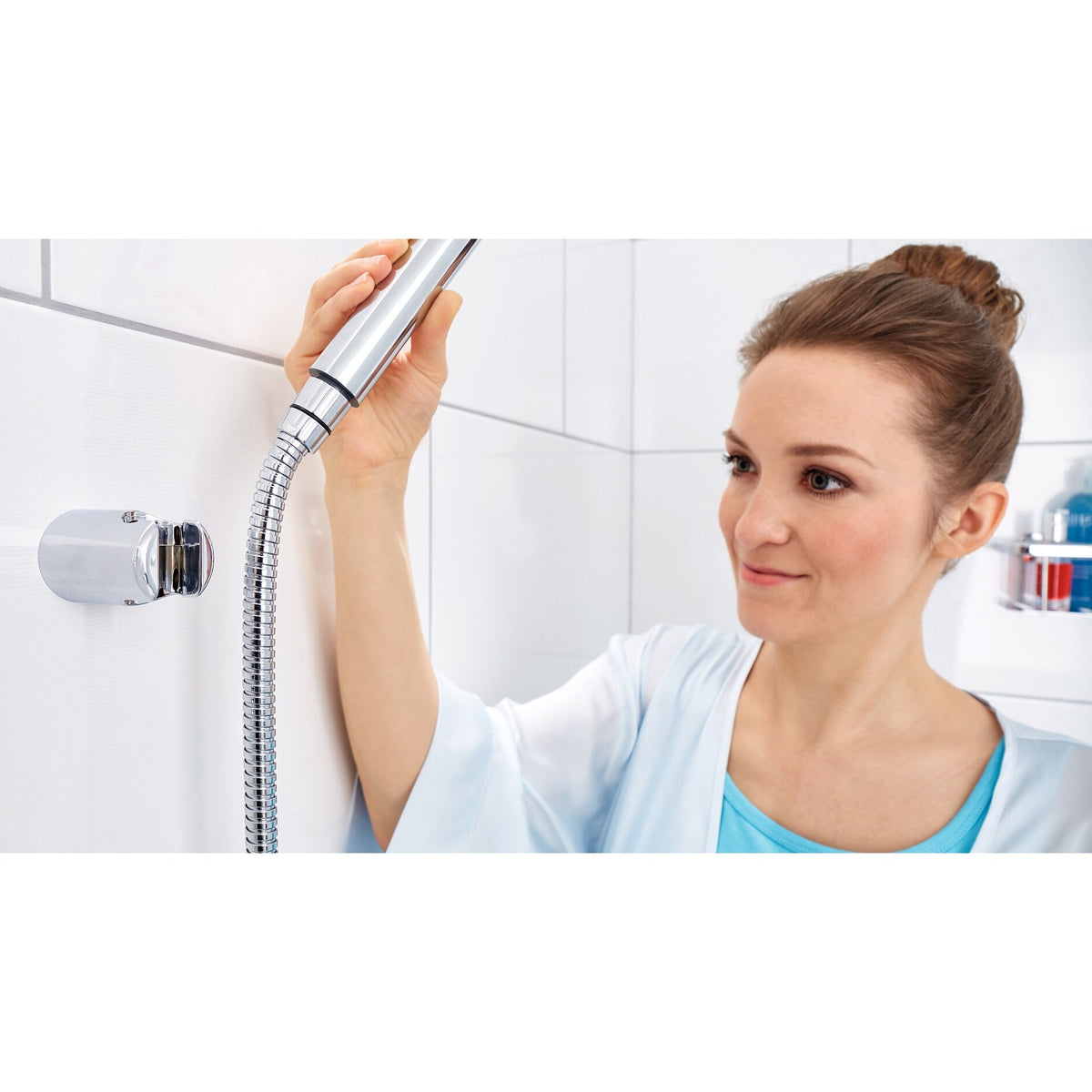 tesa SPAA Showerhead Holder, Chrome-Plated, Includes Adhesive Solution – Instructions for Use