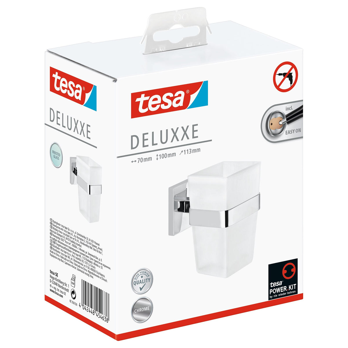 tesa DELUXXE Toothbrush Holder, Elegant Design, Includes Adhesive Solution