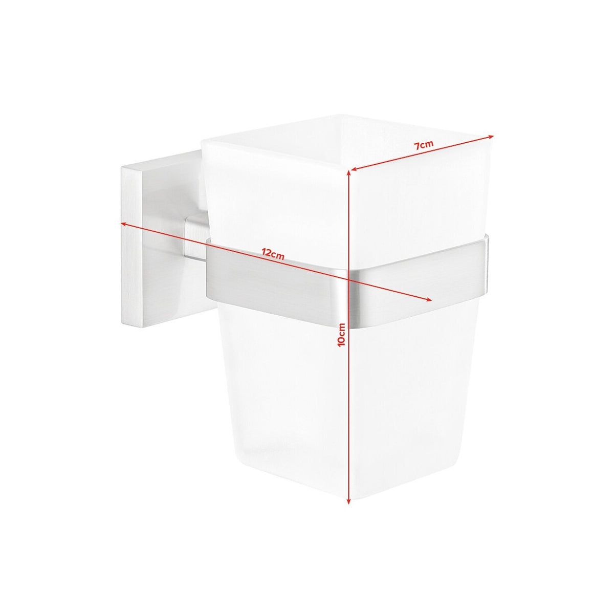 tesa EXXCLUSIV Toothbrush Holder, Elegant Design, Includes Adhesive Solution – Dimensions