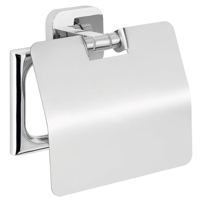 tesa ELEGAANT Toilet Paper Holder with Lid, Includes Adhesive Solution