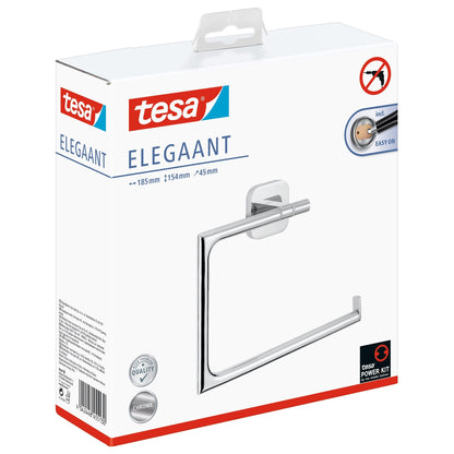 tesa ELEGAANT Towel Ring, Metal, Chrome-Plated, Includes Adhesive Solution