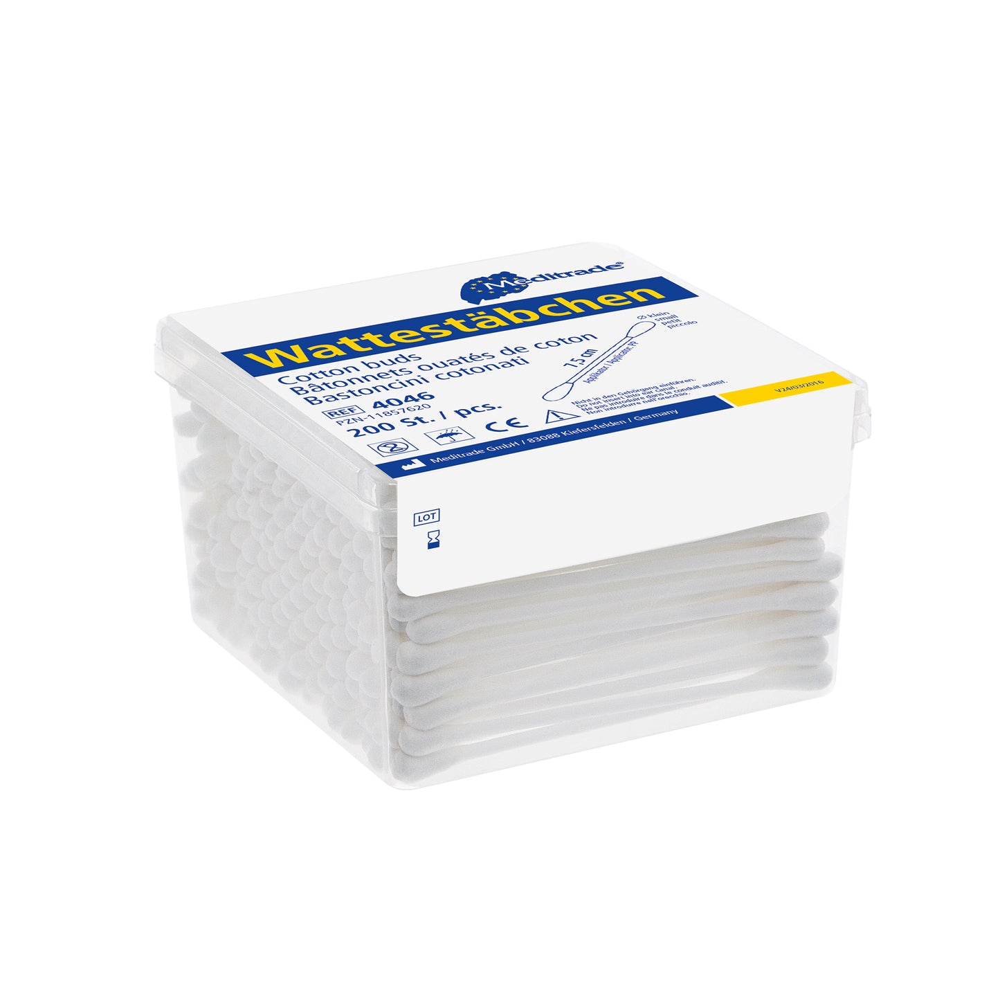 Bastoncillos de algodón, longitud: 7,5 cm, cabeza pequeña, plástico | Paquete (2000 piezas)