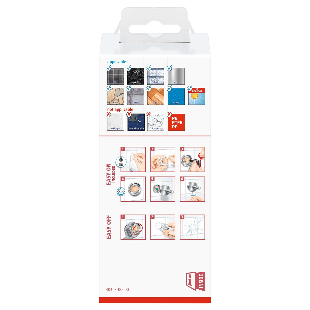 tesa Esteetic Replacement Roll Holder, Stainless Steel Finish, Adhesive Solution