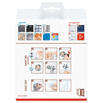 Portarrollos de papel higiénico tesa Nooblesse sin tapa, con acabado de acero inoxidable, con solución adhesiva incluida