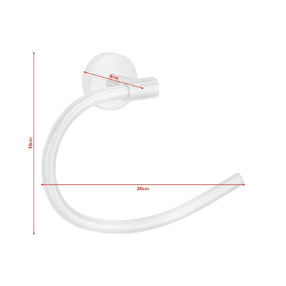 tesa Nooblesse Towel Ring, Stainless Steel Look, Includes Adhesive Solution – Dimensions