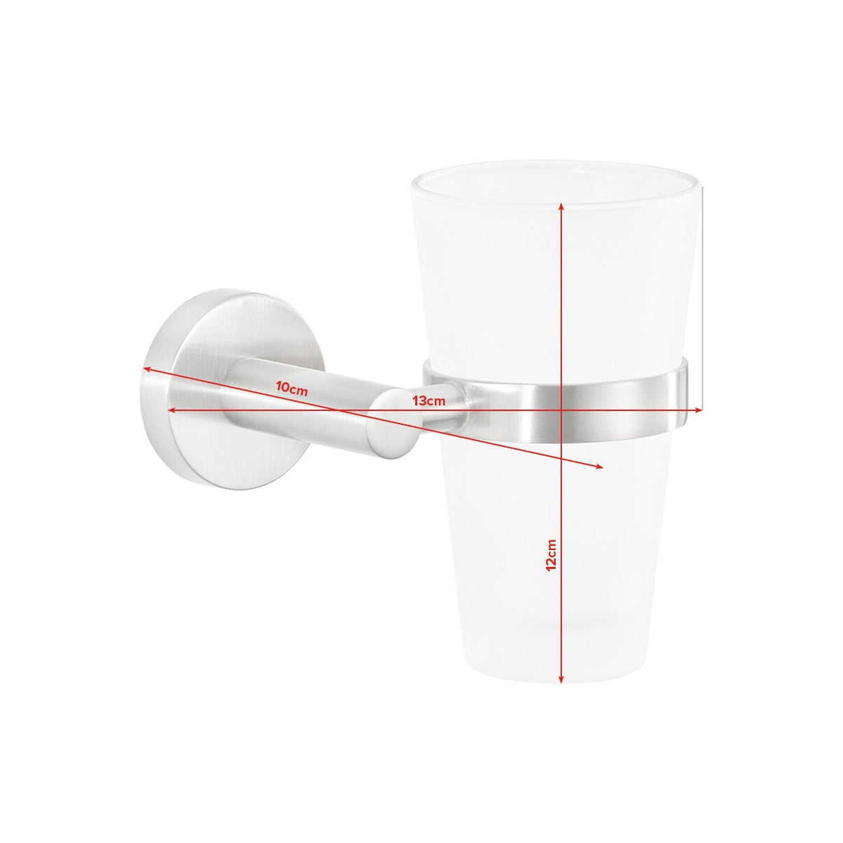 tesa Nooblesse Toothbrush Holder, Stylish Design, Includes Adhesive Solution – Dimensions