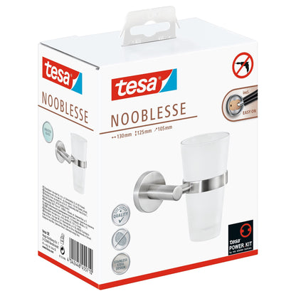 tesa Nooblesse Toothbrush Holder, Stylish Design, Includes Adhesive Solution