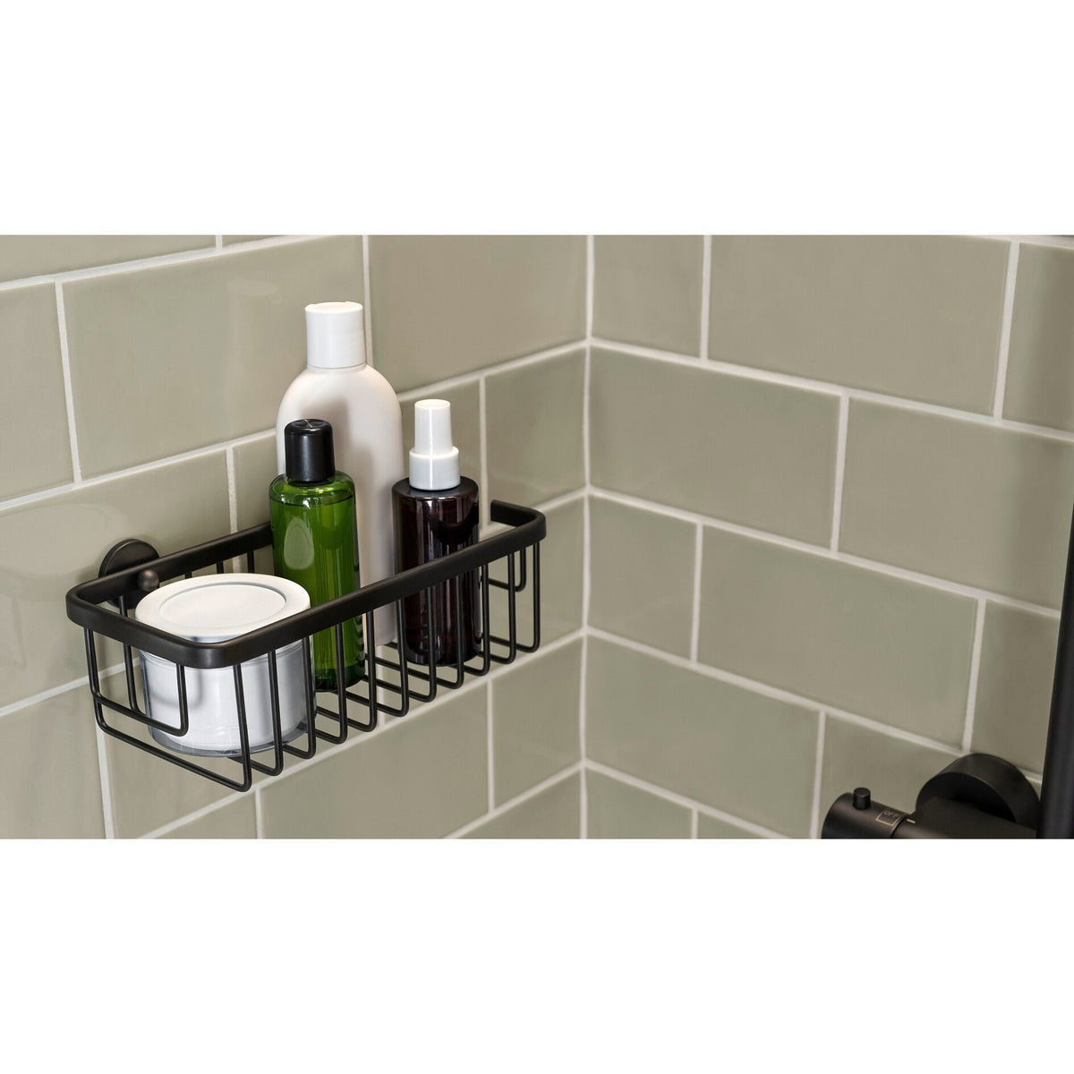 Cesta de ducha tesa ALUXX BLACK, negro mate, para ducha y bañera – Uso