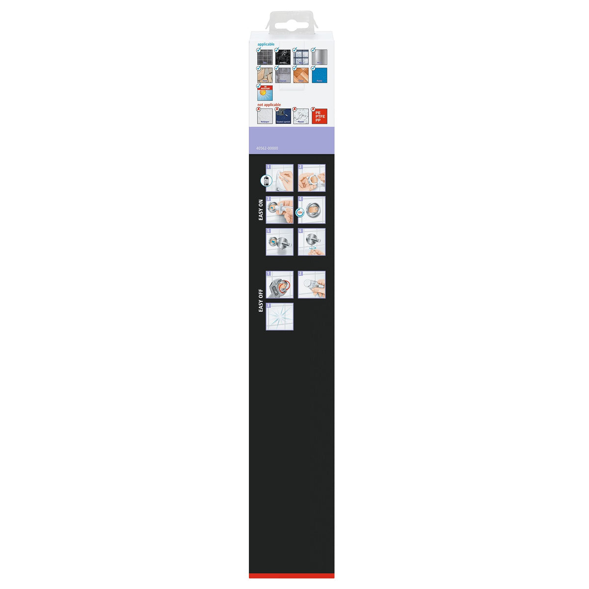 tesa MOON BLACK 2-arm towel rack, matte black, includes adhesive solution