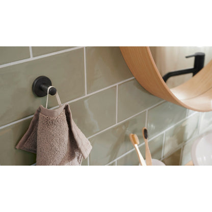 tesa MOON BLACK Towel Hook, Matte Black, Includes Adhesive Solution – Instructions for Use