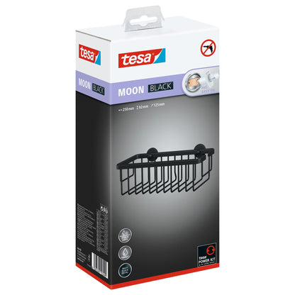tesa MOON BLACK Shower Basket, Matte Black, for the Shower and Bathtub