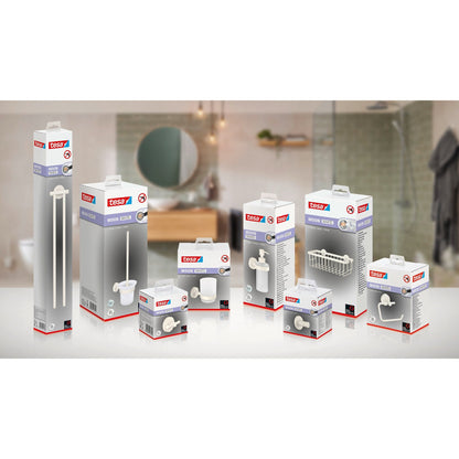 Soporte para escobillas de baño tesa MOON WHITE, blanco mate, con solución adhesiva incluida – Surtido