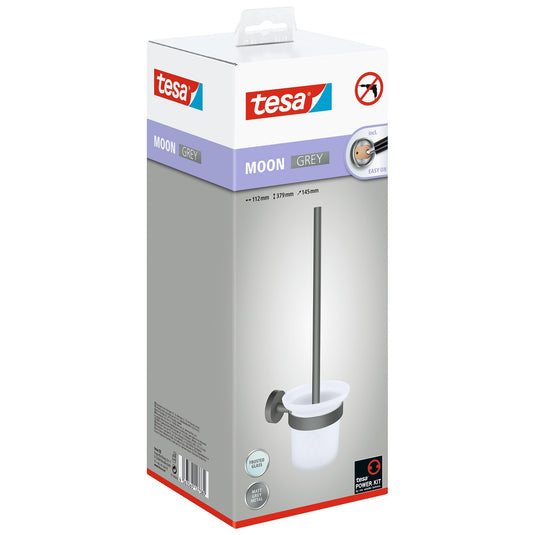 Soporte para escobilla de baño tesa MOON GREY, gris mate, con solución adhesiva incluida