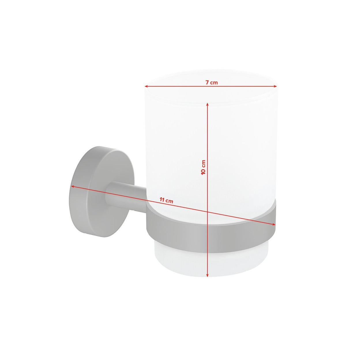 Soporte para vasos de cepillos de dientes tesa MOON GREY, negro mate, cristal esmerilado, para el baño y el aseo – Dimensiones