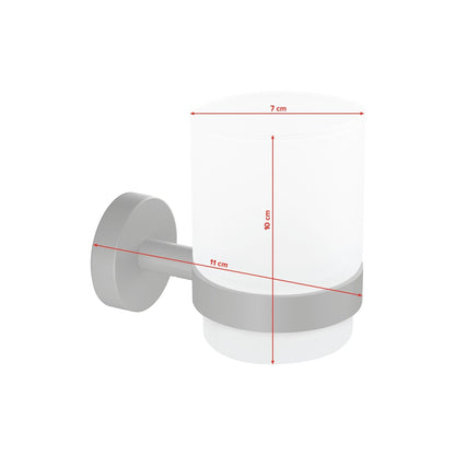 Soporte para vasos de cepillos de dientes tesa MOON GREY, negro mate, cristal esmerilado, para el baño y el aseo – Dimensiones