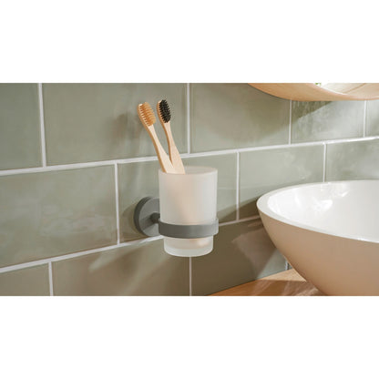 Soporte para vasos de cepillos de dientes tesa MOON GREY, negro mate, cristal esmerilado, para el cuarto de baño y el aseo – Uso