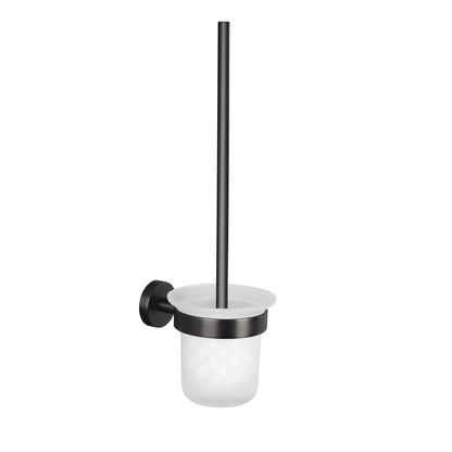 Cepillo de baño tesa MOON Graphite, autoadhesivo, de metal con recubrimiento PVD