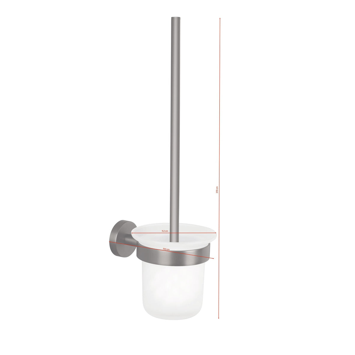 Cepillo de baño tesa MOON Graphite, autoadhesivo, de metal con recubrimiento PVD