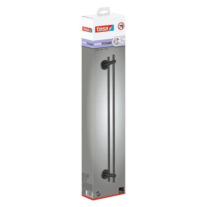 tesa MOON Graphite: toallero doble, autoadhesivo, de metal con recubrimiento PVD