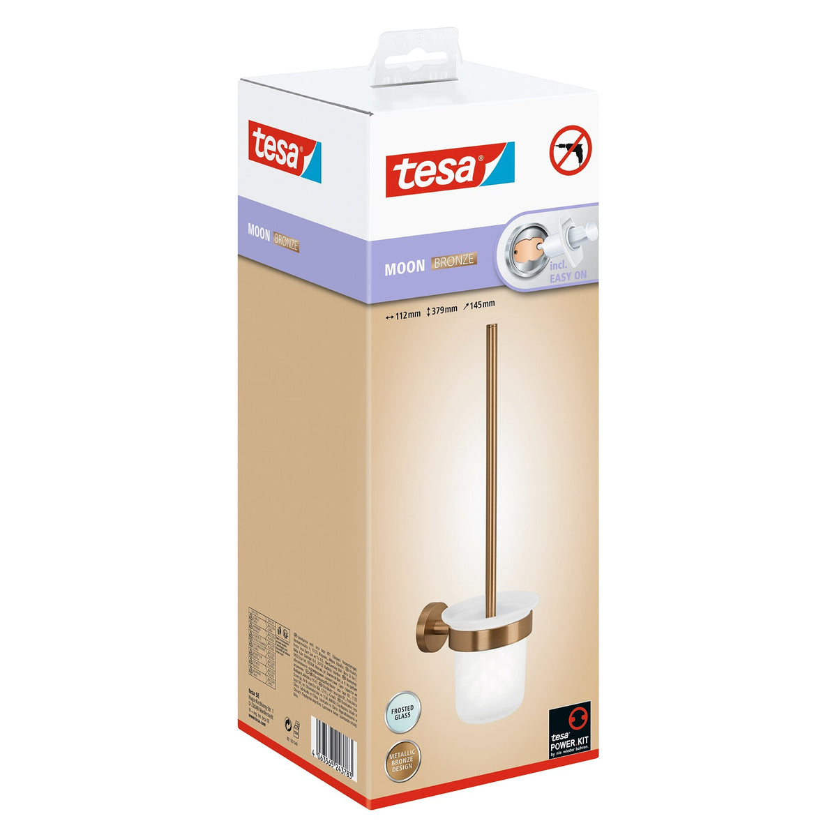 tesa MOON Bronze Toilet Brush, self-adhesive, metal with PVD coating
