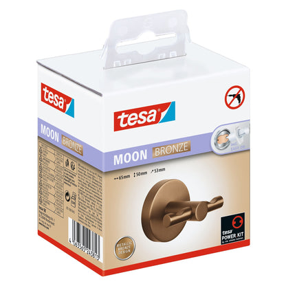 Ganchos para albornoces tesa MOON Bronze, autoadhesivos, de metal con recubrimiento PVD