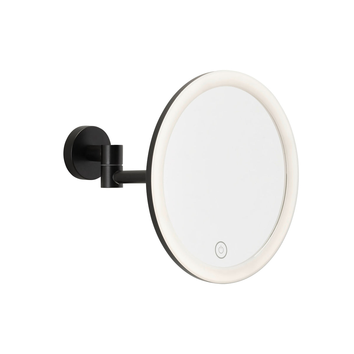 Espejo cosmético LED tesa VISIOON con brazo articulado, autoadhesivo, de metal con recubrimiento en polvo negro mate y plástico negro mate