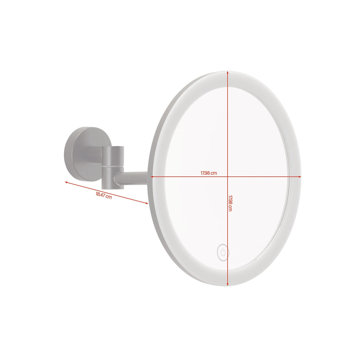Espejo cosmético LED tesa VISIOON con brazo articulado, autoadhesivo, de metal con recubrimiento en polvo negro mate y plástico negro mate