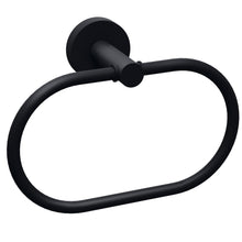 tesa MOON BLACK Towel Ring, self-adhesive, black with black powder coating
