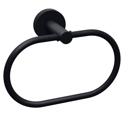 Anilla para toallas tesa MOON BLACK, autoadhesiva, con acabado en negro pulverizado
