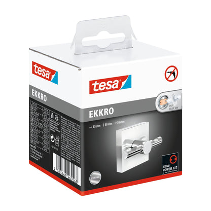 tesa EKKRO Bathrobe Hook, Self-Adhesive, Chrome-Plated Metal