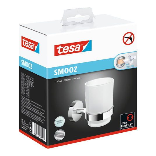 Soporte para vasos tesa SMOOZ, autoadhesivo, de metal cromado