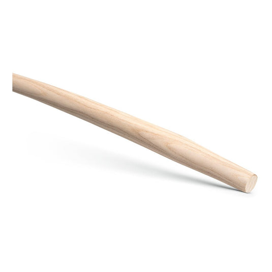 El mango en forma de T «Nölle Profi Brush» de 1.100 mm, fabricado en madera de fresno, curvado con una curva en forma de «E», para palas y azadas (DIN 2015200), de la empresa Nölle Profi Brush Bürsten- & Pinseltechnik e.K., presenta un acabado claro y liso con un extremo redondeado.