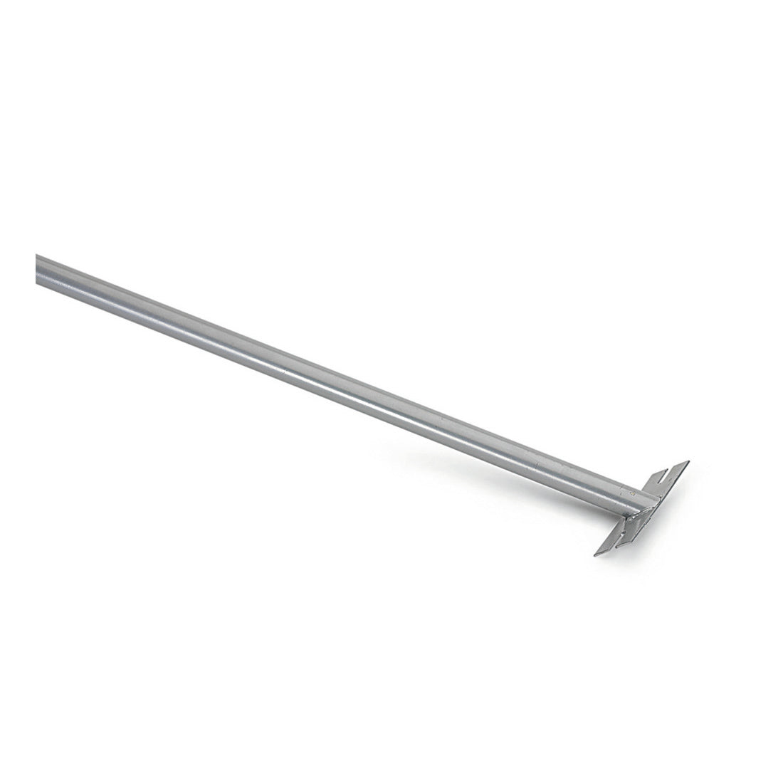 Der Nölle Profi Brush Metallstiel mit Stielhalter (140 cm, 24 mm Durchmesser), von Nölle Profi Brush Bürsten- & Pinseltechnik e.K., ist mit einer flachen, abgewinkelten Platte versehen und auf weißem Hintergrund dargestellt.