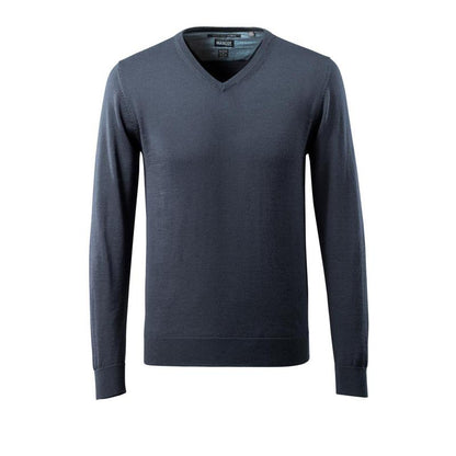 Jersey de punto con cuello en V, jersey de punto de lana merino