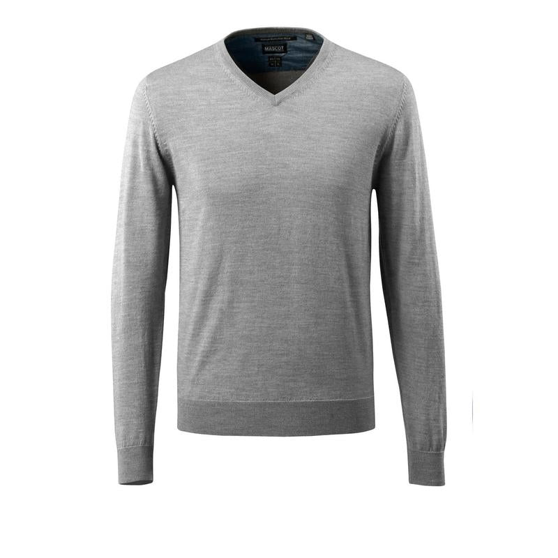 Jersey de punto con cuello en V, jersey de punto de lana merino