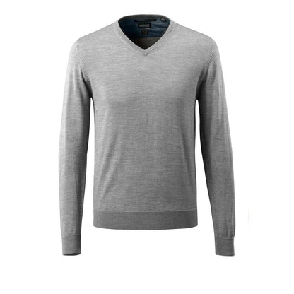 Jersey de punto con cuello en V, jersey de punto de lana merino