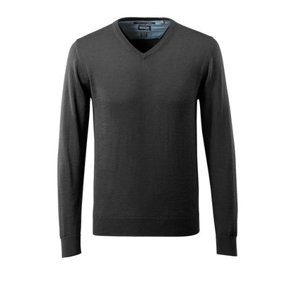 Jersey de punto con cuello en V, jersey de punto de lana merino