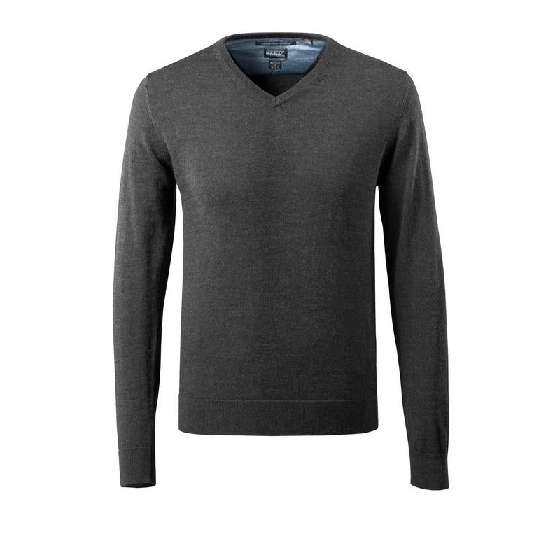 Jersey de punto con cuello en V, jersey de punto de lana merino