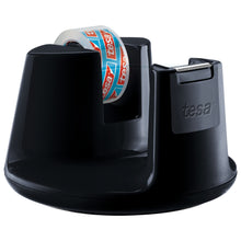 tesa Easy Cut Compact Table Dispenser, Black Crystal Clear, 10 m x 15 mm
