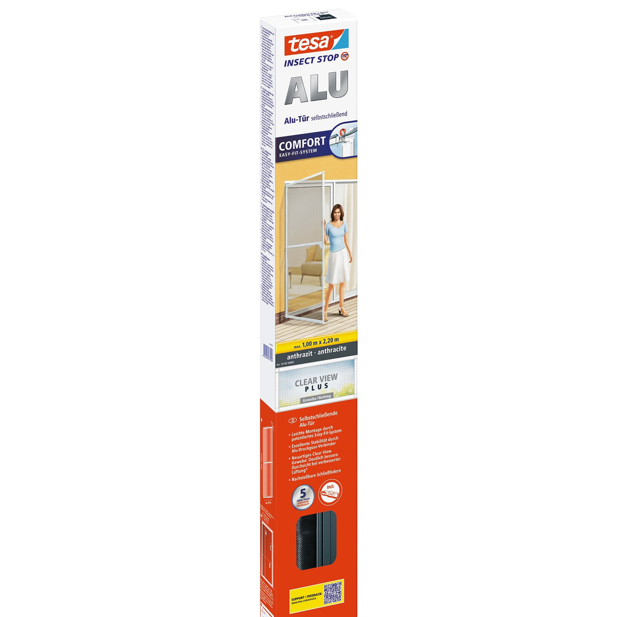tesa ALU Comfort DOORS Aluminum Frame, Anthracite, 100 x 220 cm
