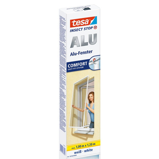 Malla mosquitera tesa con marco de aluminio para ventanas, color blanco, 1 m x 1,2 m